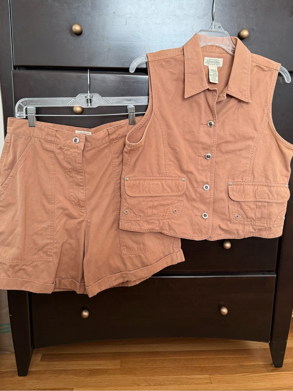 St. John's Bay Rose-Tan Utility Shorts and Vest Set